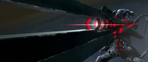 Drednok turns his arms into a blaster cannon.