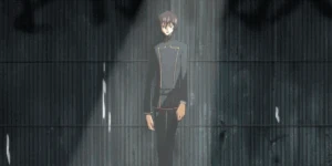 Lelouch using his Geass to kill the Britanian soldiers after accepting C.C's proposal.