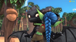 Dark Spyro get a hug from Stealth Elf