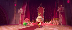 King Candy anxiously waiting in his throne room.