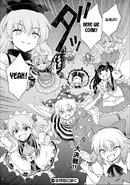 A group of fairies challenging Okina Matara in Visionary Fairies in Shrine