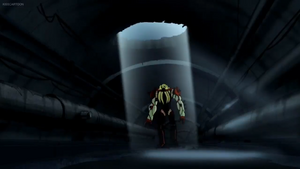Vilgax following XLR8 into the sewers.