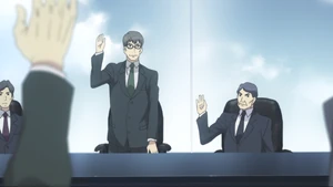 Murdoch and the board members raising their hands for dismissal.