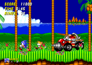 Dr. Eggman in StH 2 with his blue glasses replaced with empty black eyes for his sprites.