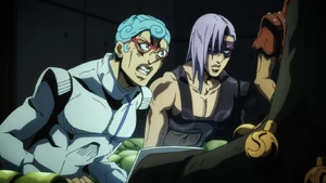 Melone talking with Ghiaccio.