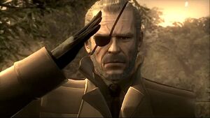 Big Boss salutes The Boss' grave one last time.