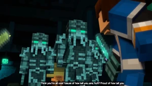 Prismarine Foes 2.png (832 KB) Three prismarine soldiers, the smaller type of Prismarine Foes, preparing to fight Jesse and the group.