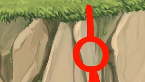 The Dark Lord is grabbing a cliff.