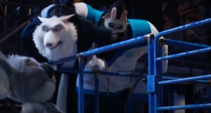 Jimmy watching Buster join the cast at the end of the show as Buster gives Jimmy the smug smile as Big Daddy stops him from trying to hurt Buster again.