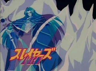 Lei Magnus-Shabranigdo, sealed in ice, holding the Starving Bone Staff.