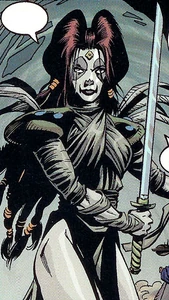 Mighella draws her blade.