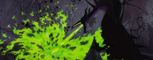 Maleficent breathing fire.