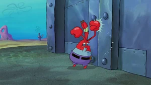 Mr. Krabs locked out of the Krusty Krab.