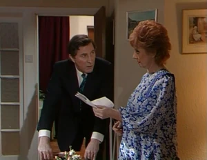 Alan is confronted by Rita for impersonating Len and stealing the deeds to her house just to fraudulently set up his own business empire.