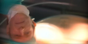 A flashback of Brenner disguised as an obstetrician, helping Terry give birth to her daughter, Jane.