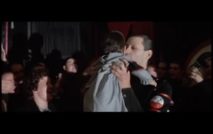 Pink greeting people.