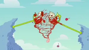 Nutty is splitted in two by a bridge concreted with sugar instead of cement by Lumpy.