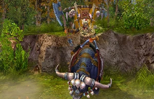 Quroq use his shout ability in a combat.
