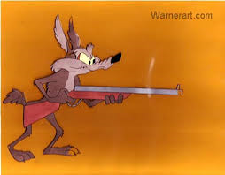 Wile E. wielding his gun.