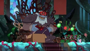 Triple B cowering in fear.