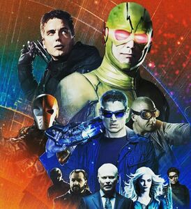 Malcolm with several other villains of the Arrowverse.