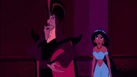 Jafar pretending to be upset over Jasmine's revelation.