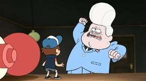 Gideon about to smash Dipper.