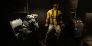 The Butcher's corpse as his wife and son weep (determinate).