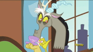 Discord eating a cup.