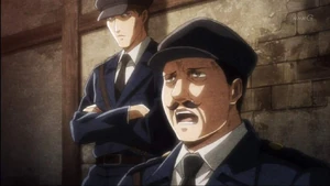 Gross and Kruger as lower officers, discussing Faye's death with the Yeagers.