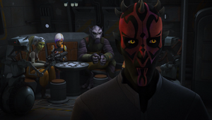 Maul tells his captive audience – Hera, Sabine, Garazeb Orrelios, and Chopper – that he thought the ship was just a transport, but that he now realizes it is their home.