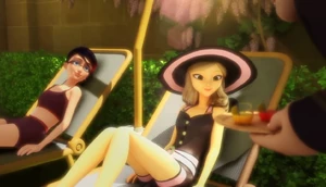 A healed Nathalie sits besides Amelie after Gabriel's wish.