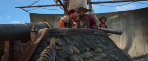 Silver laughing with bosun