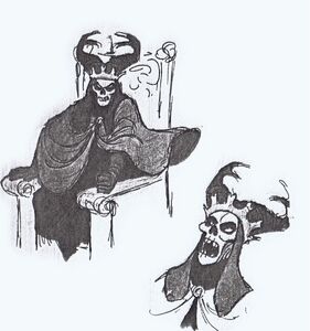 One of the earlier sketches of the Horned King (with an alternate appearance resembling the appearance of Arawn) for Disney's The Black Cauldron.