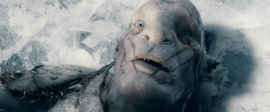 Azog finally withdraws his last breath.