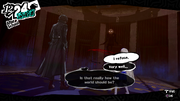 The protagonist and Lavenza confronting Yaldabaoth as Igor.