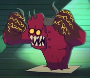 Moloch banging the attic floor.