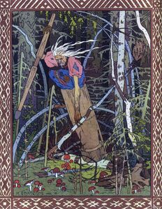 Baba Yaga as depicted by Ivan Bilibin (1902).