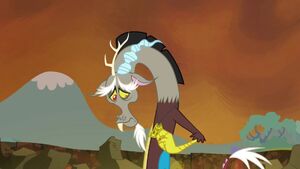 Discord regretting having betrayed his friends and turned back on friendship.