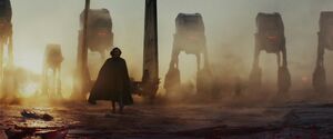 Kylo leaves the shuttle to face his uncle.