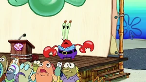 Mr. Krabs sees Patrick flying naked.