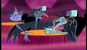 The Fates in Mickey's House of Villains.