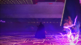 Ahsoka had recovered from her fall and rushes towards Vader.