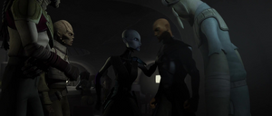 Although another hunter intended to take the job, Ventress pushed her way towards the transmitter and insisted that this particular bounty was hers.
