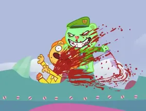 Fliqpy sadistically killing Disco Bear on one of the planes.