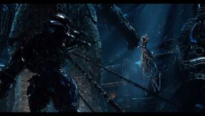 Quintessa confronting with Optimus.