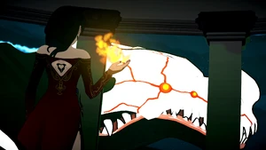 Cinder speaks to the Wyvern.