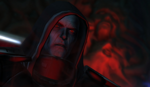 The Emperor radiating darkness.