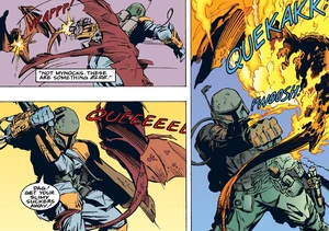 Jodo Incinerates a pterodactyl with his flamethrower