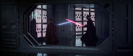 Vader and Obi-Wan duel for the last time.
